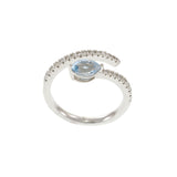14KT White Gold Aquamarine and Diamond Finger Wrap Ring