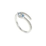 14KT White Gold Aquamarine and Diamond Finger Wrap Ring