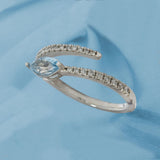 14KT White Gold Aquamarine and Diamond Finger Wrap Ring