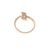 14KT Rose Gold Pear Morganite and Diamond Double Petal Ring