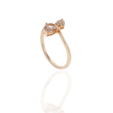 14KT Rose Gold Pear Morganite and Diamond Double Petal Ring