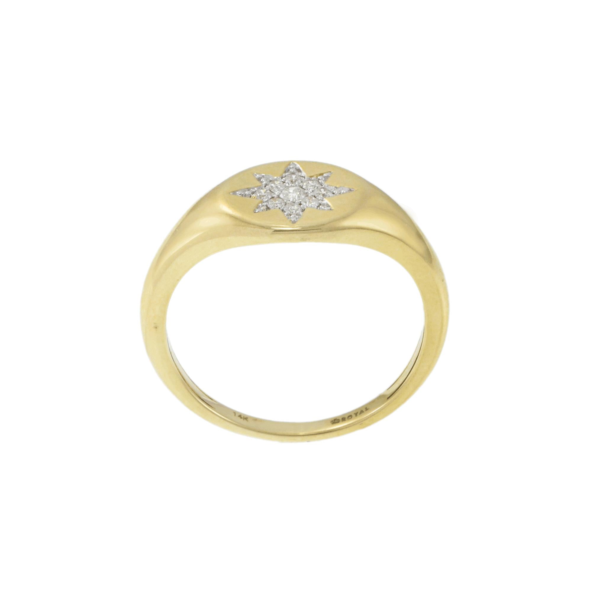 14KT Yellow Gold Starburst Diamond Ring