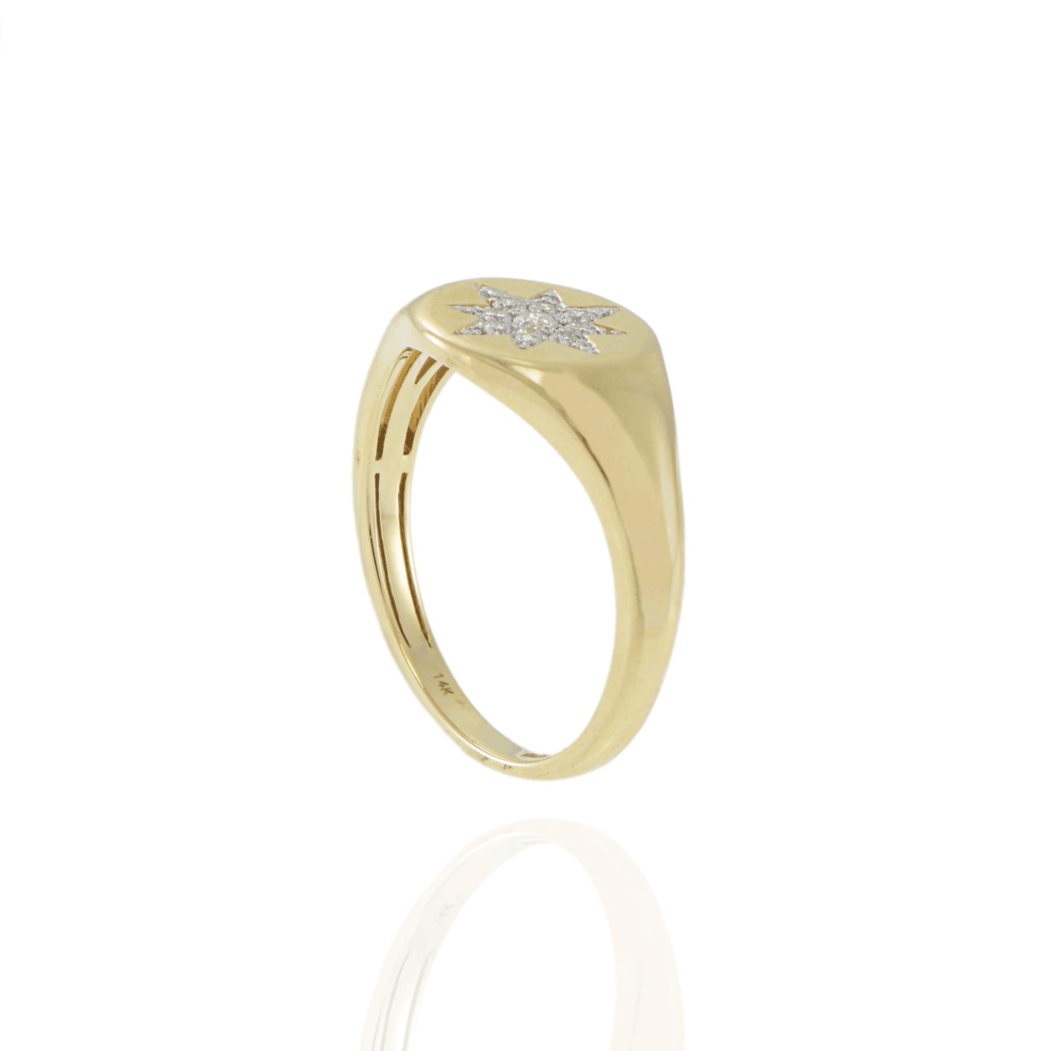 14KT Yellow Gold Starburst Diamond Ring