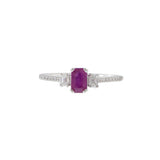 Emerald Cut Ruby Center and Diamond Ring in 14KT White Gold