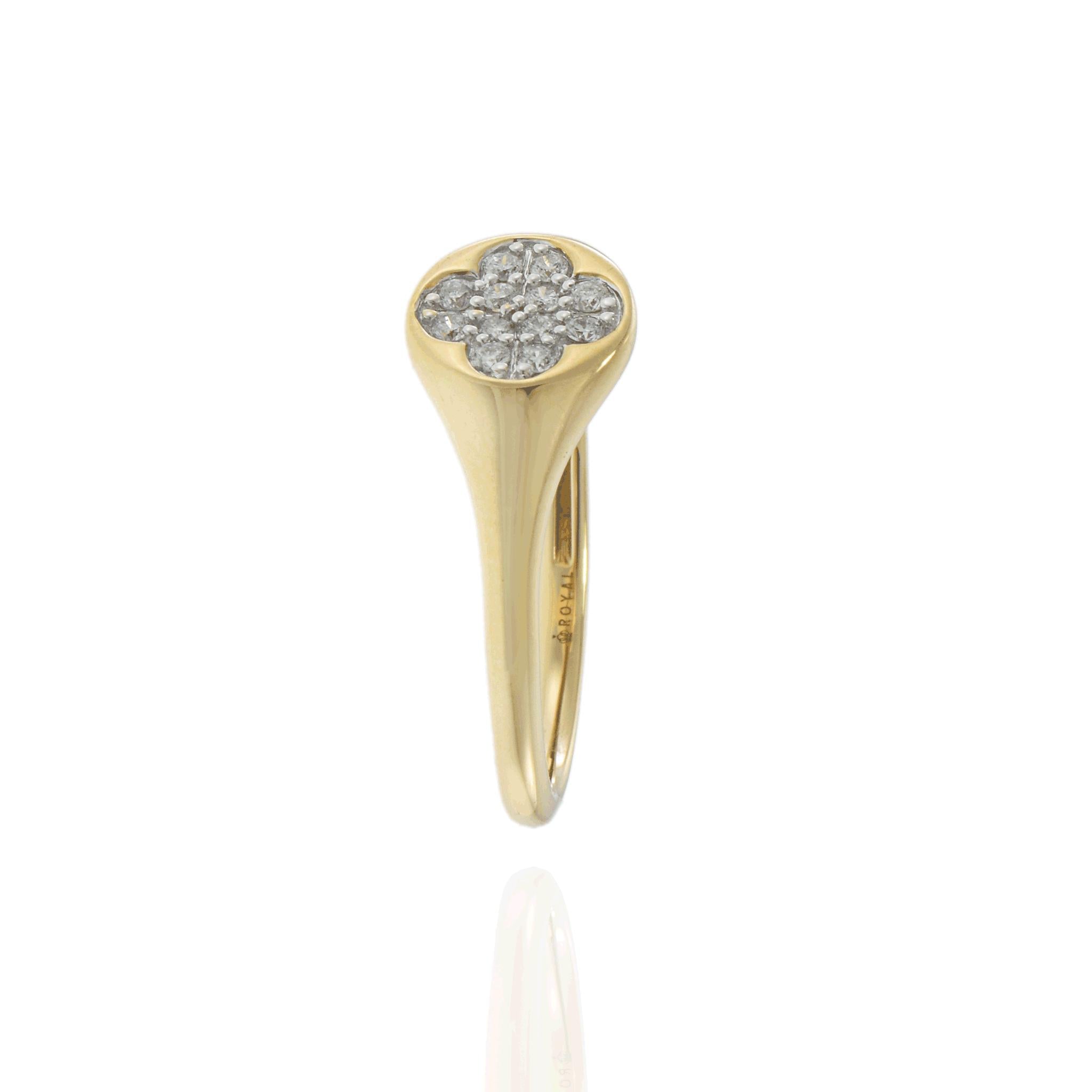 14KT Yellow Gold Clover Diamond Ring