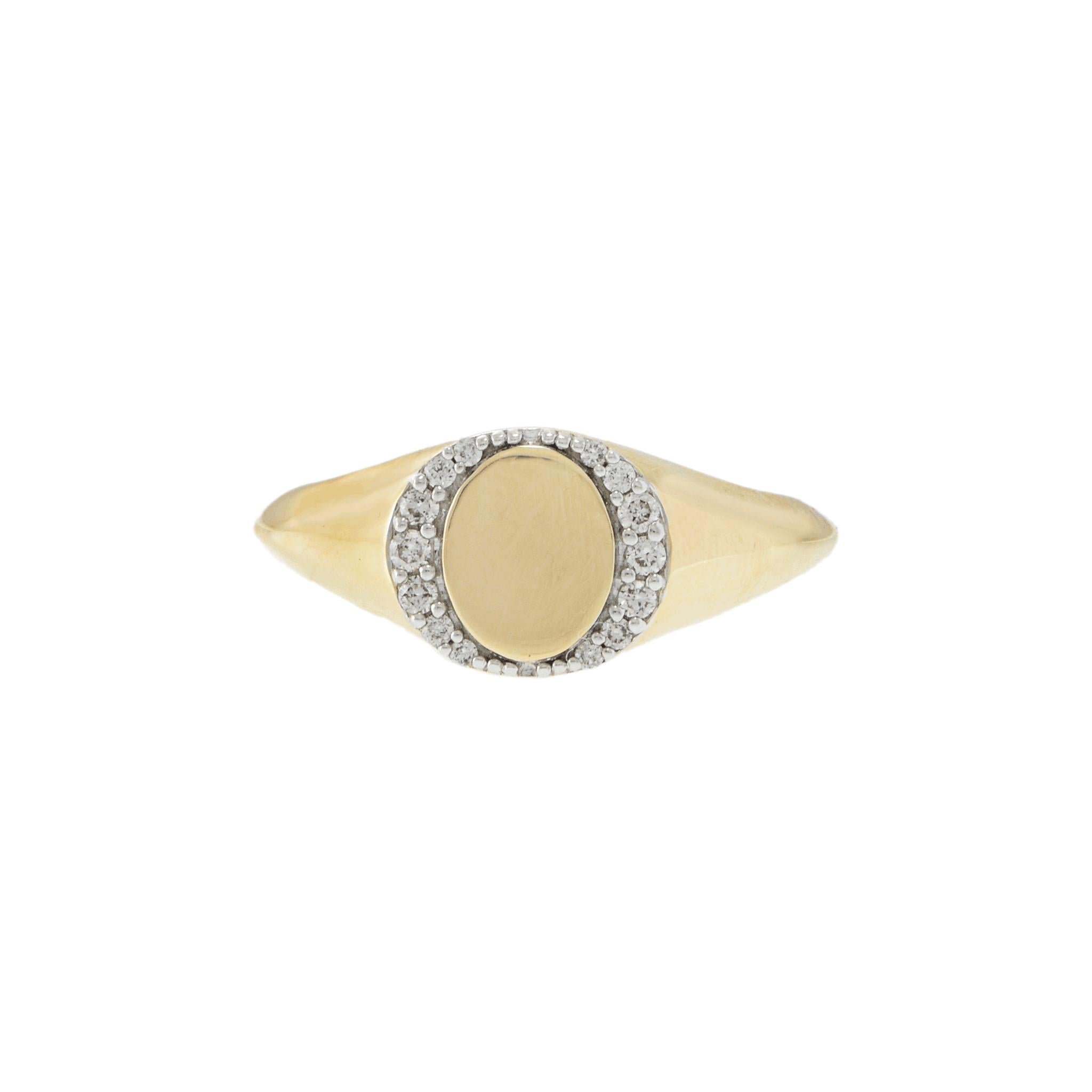 14KT Yellow Gold Signet Diamond Ring