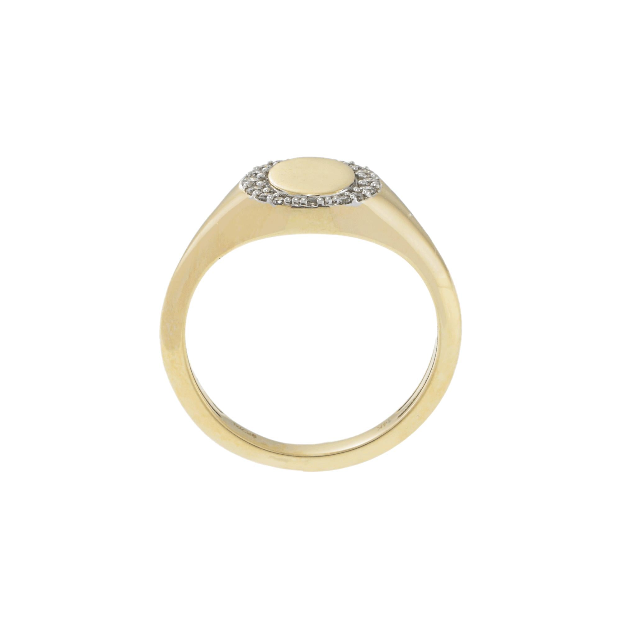 14KT Yellow Gold Signet Diamond Ring