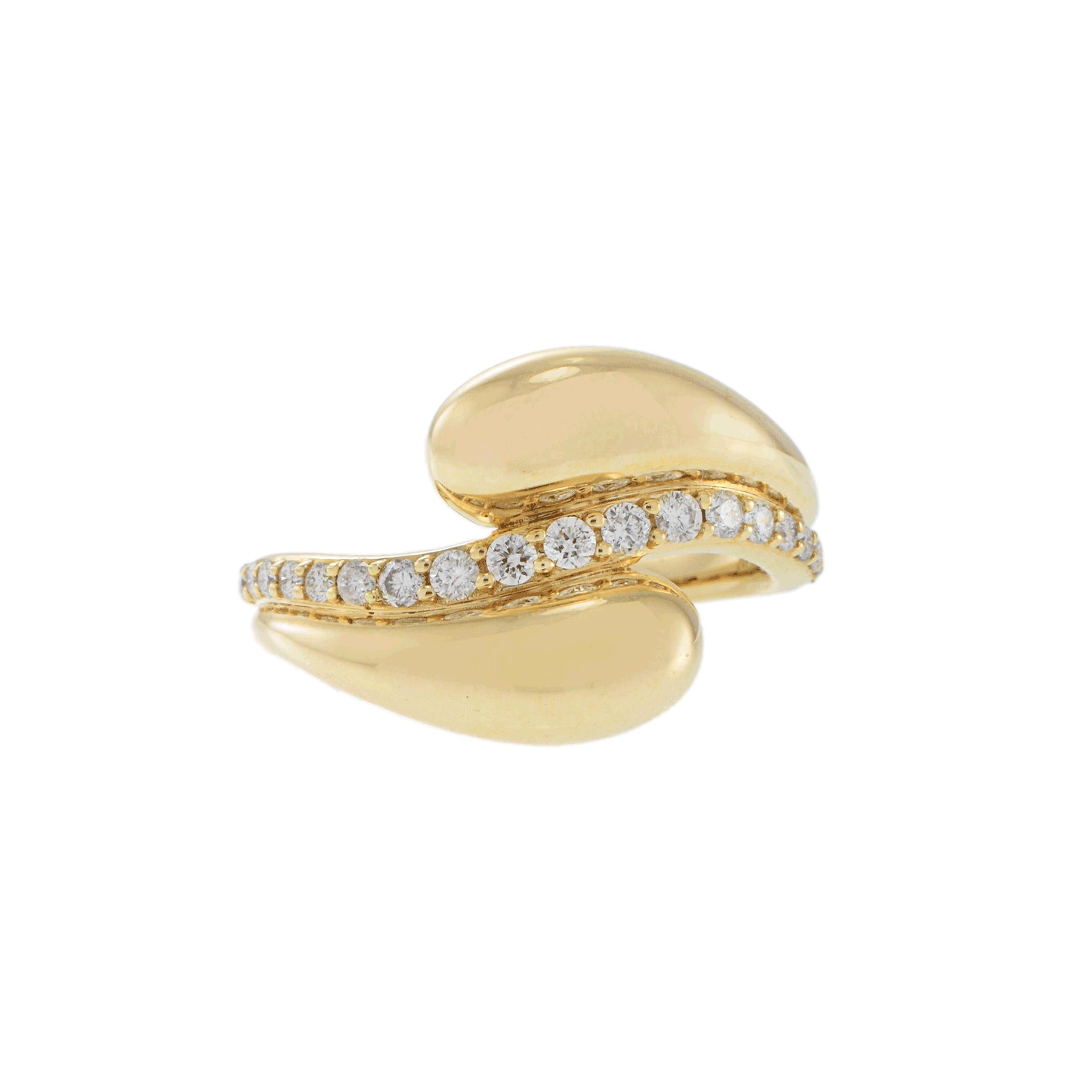 14KT Yellow Gold Diamond Swirl Fashion Ring