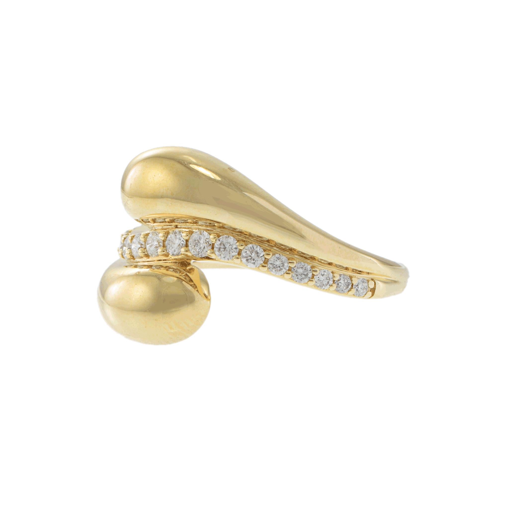 14KT Yellow Gold Diamond Swirl Fashion Ring