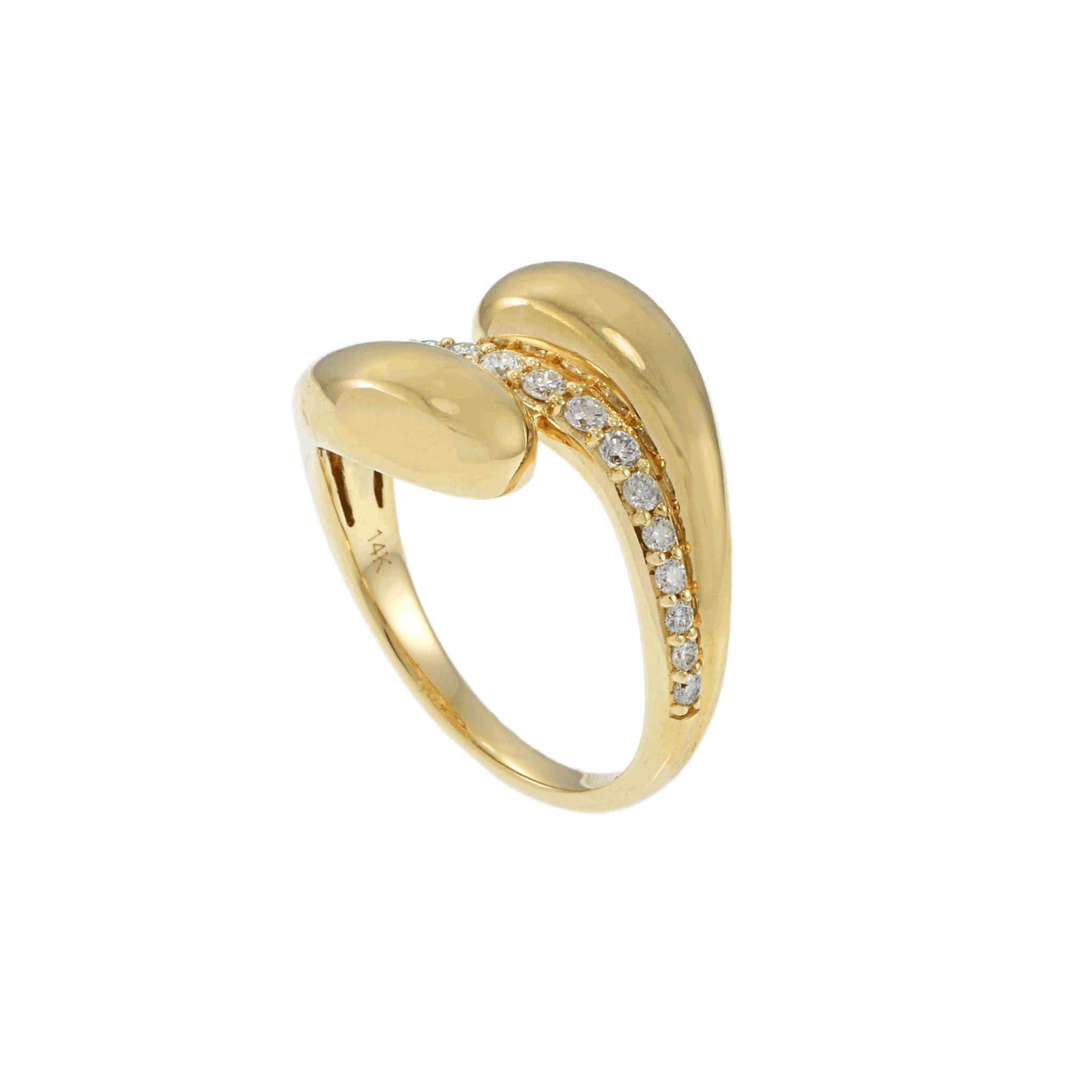 14KT Yellow Gold Diamond Swirl Fashion Ring