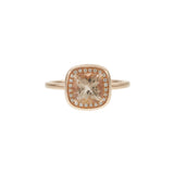 14KT Rose Gold Square Morganite Ring with Diamond Halo
