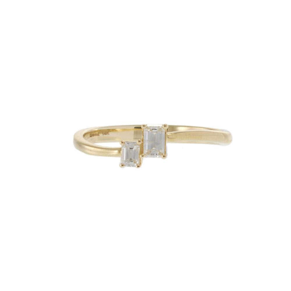 14KT Yellow Gold Graduated Emerald Cut Diamond Steps Ring