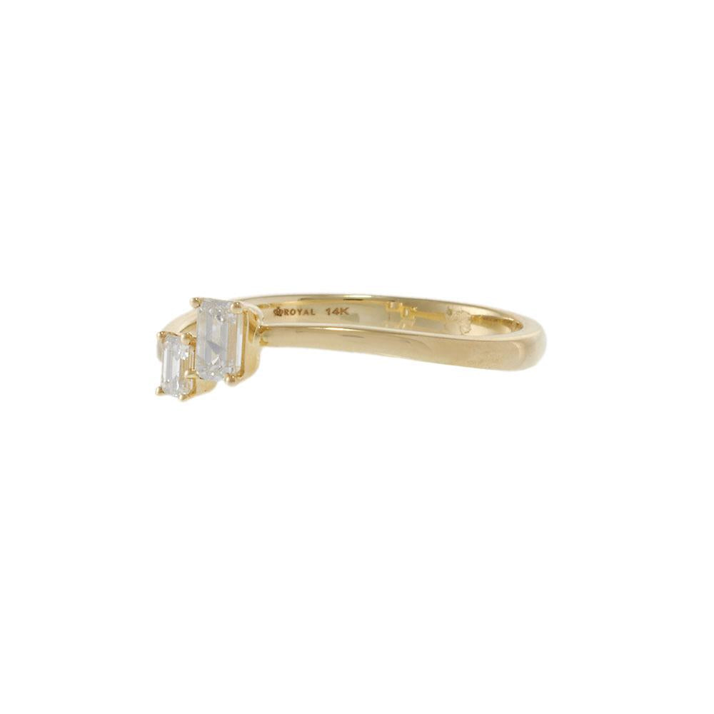 14KT Yellow Gold Graduated Emerald Cut Diamond Steps Ring