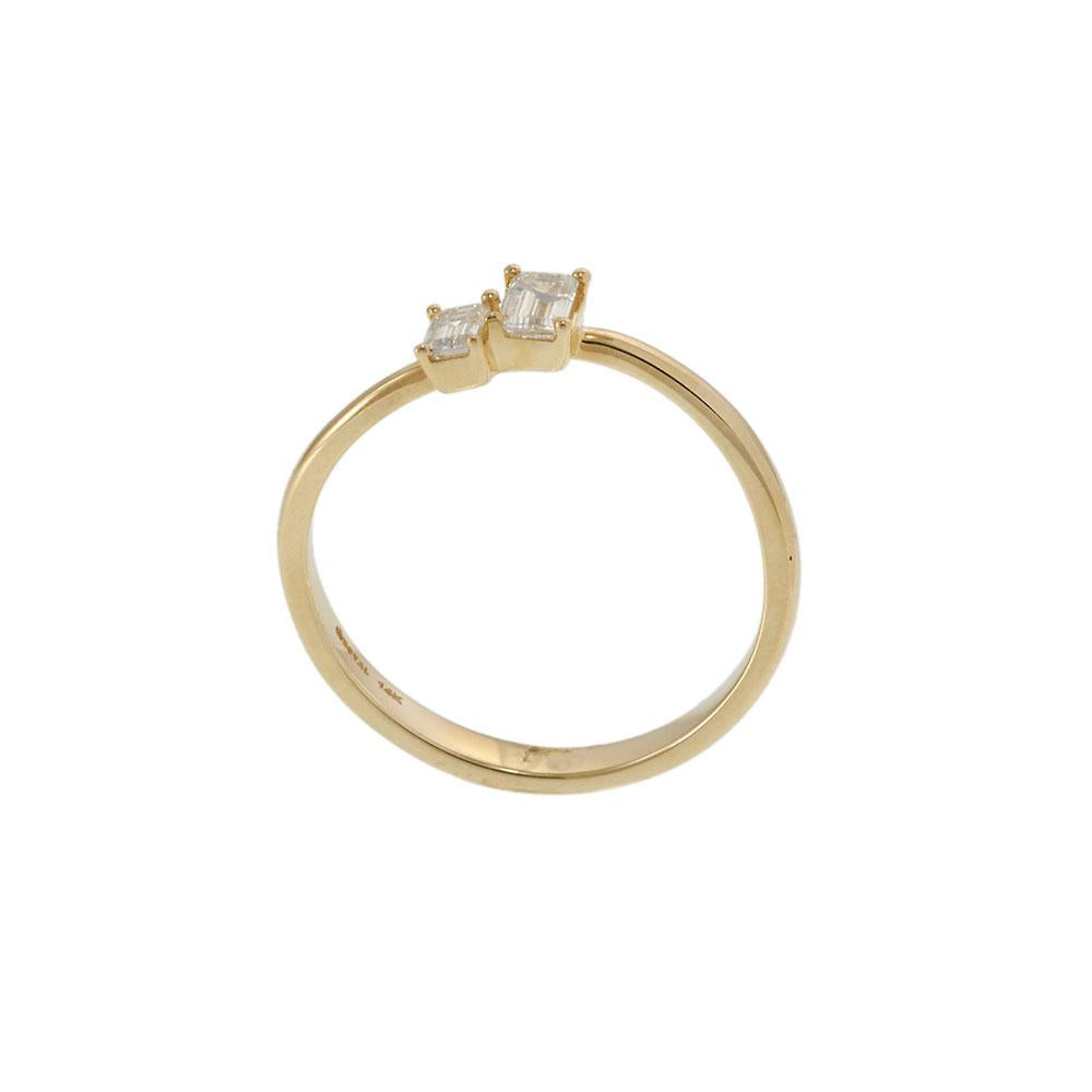 14KT Yellow Gold Graduated Emerald Cut Diamond Steps Ring