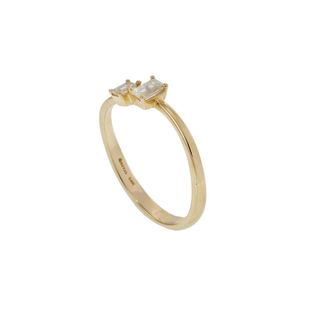 14KT Yellow Gold Graduated Emerald Cut Diamond Steps Ring