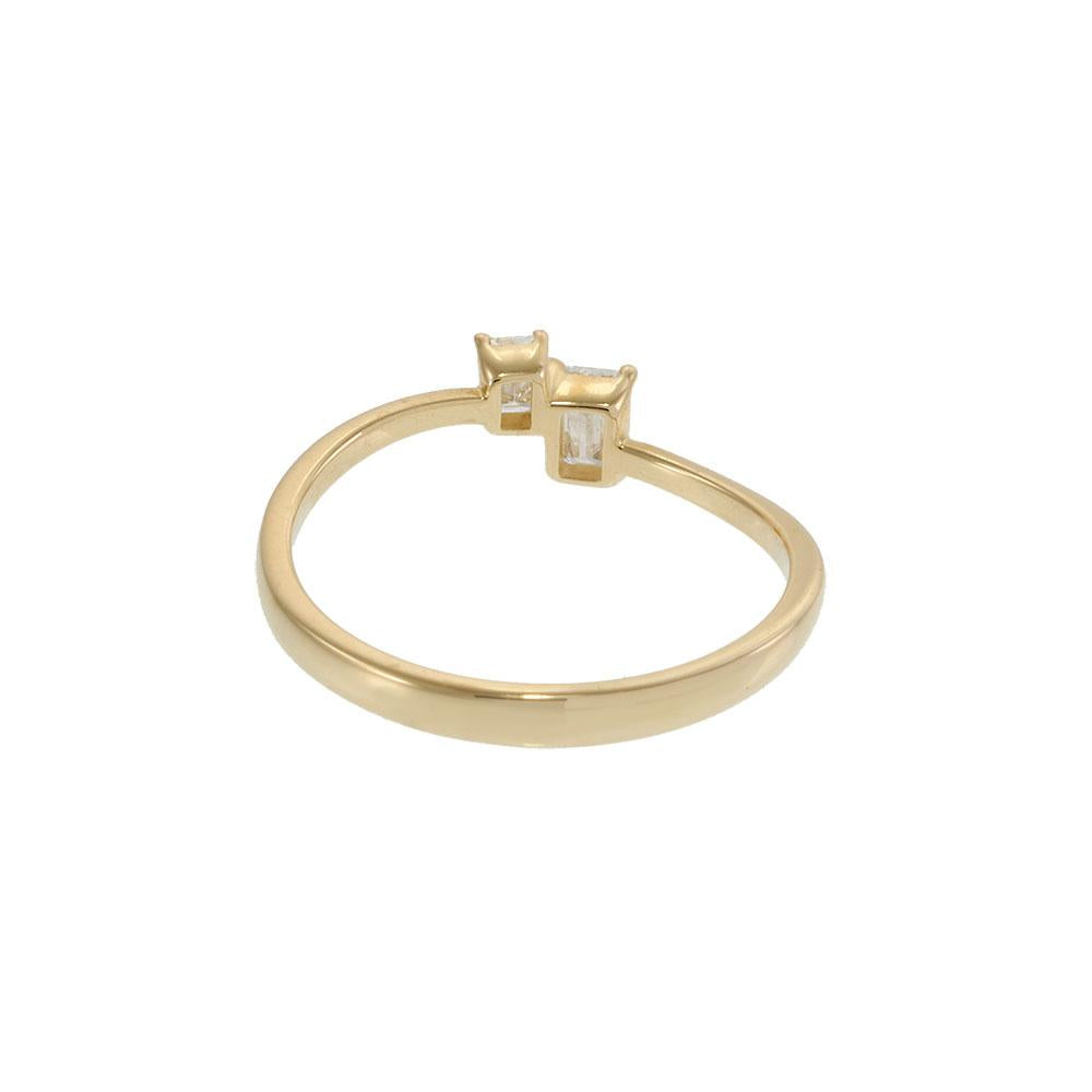 14KT Yellow Gold Graduated Emerald Cut Diamond Steps Ring