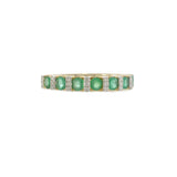 14KT Yellow Gold Emerald and Diamond Alternating Ring