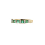 14KT Yellow Gold Emerald and Diamond Alternating Ring
