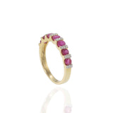 14KT Yellow Gold Ruby and Diamond Alternating Ring