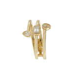 Finger Wrap Ring with Baguette and Pear Shaped Diamonds in 14K Yellow Gold