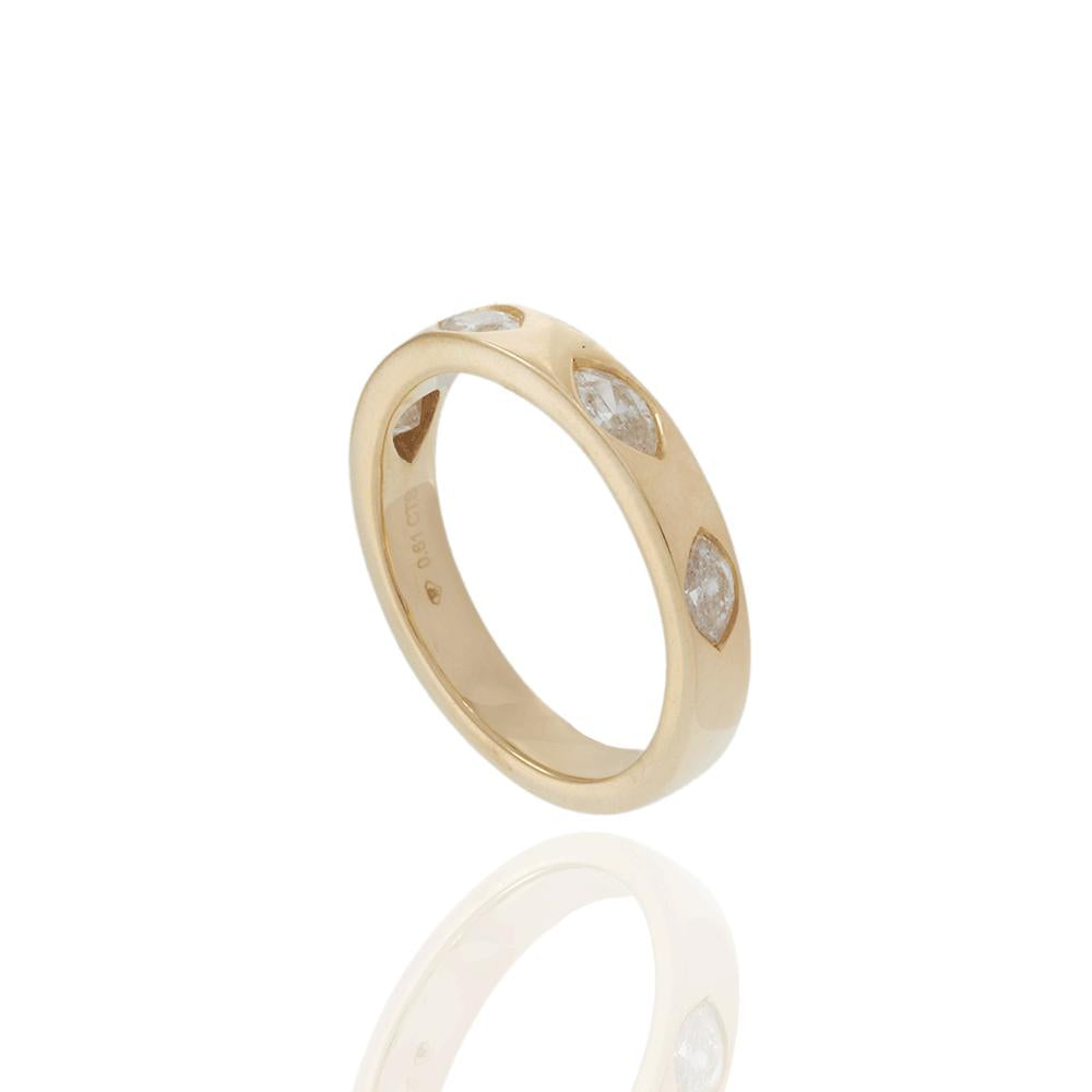 14KT Yellow Gold Scattered Marquise Diamond Band