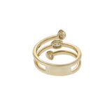 Finger Wrap Ring with Oval and Pear Shaped Diamonds in 14K Yellow Gold