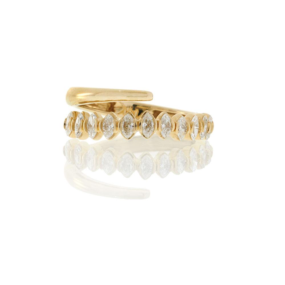 14KT Yellow Gold Marquise Diamond Finger Wrap Ring