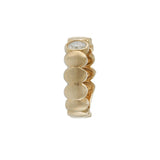 14K Yellow Gold Oval Pattern Ring with Oval Cut Diamond
