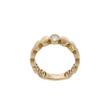 14K Yellow Gold Oval Pattern Ring with Oval Cut Diamond