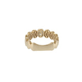 14K Yellow Gold Oval Pattern Ring with Oval Cut Diamond