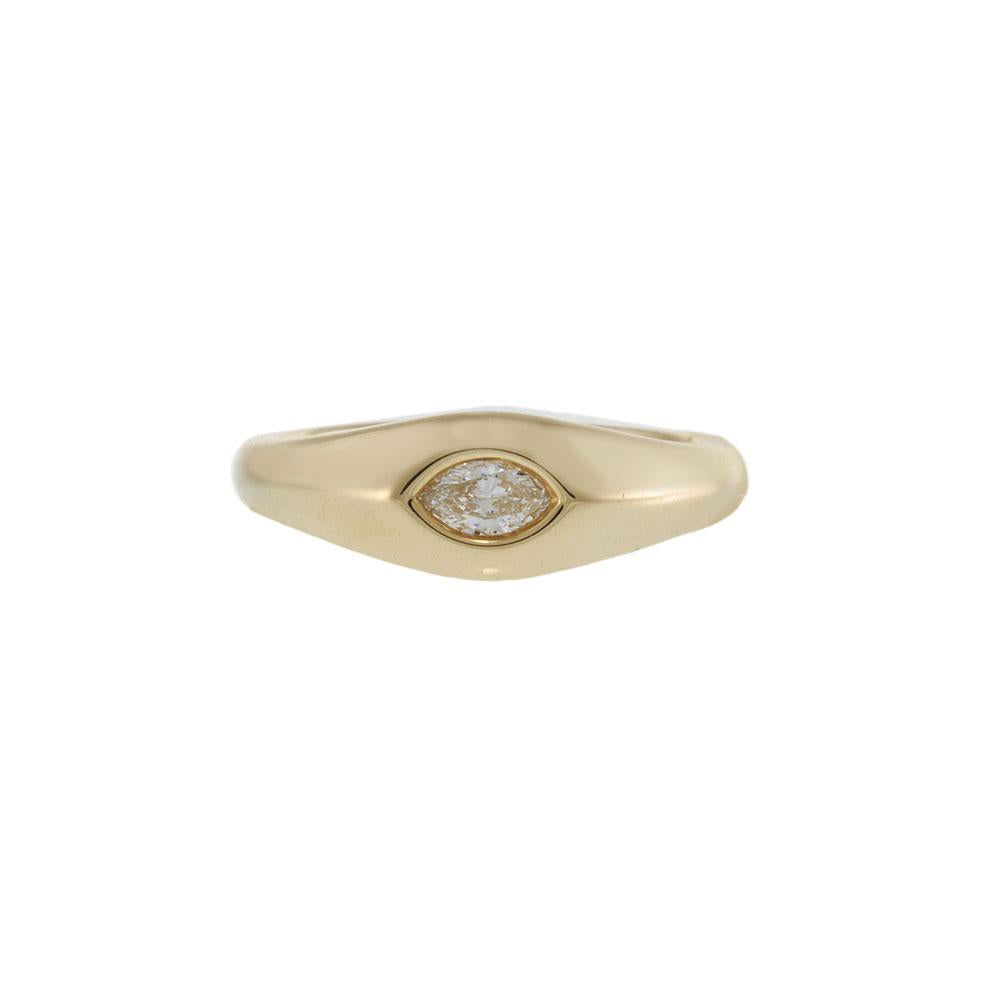 14KT Yellow Gold Marquise Cut Diamond Bezel Ring