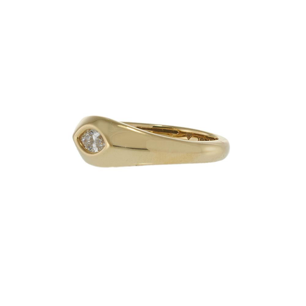 14KT Yellow Gold Marquise Cut Diamond Bezel Ring