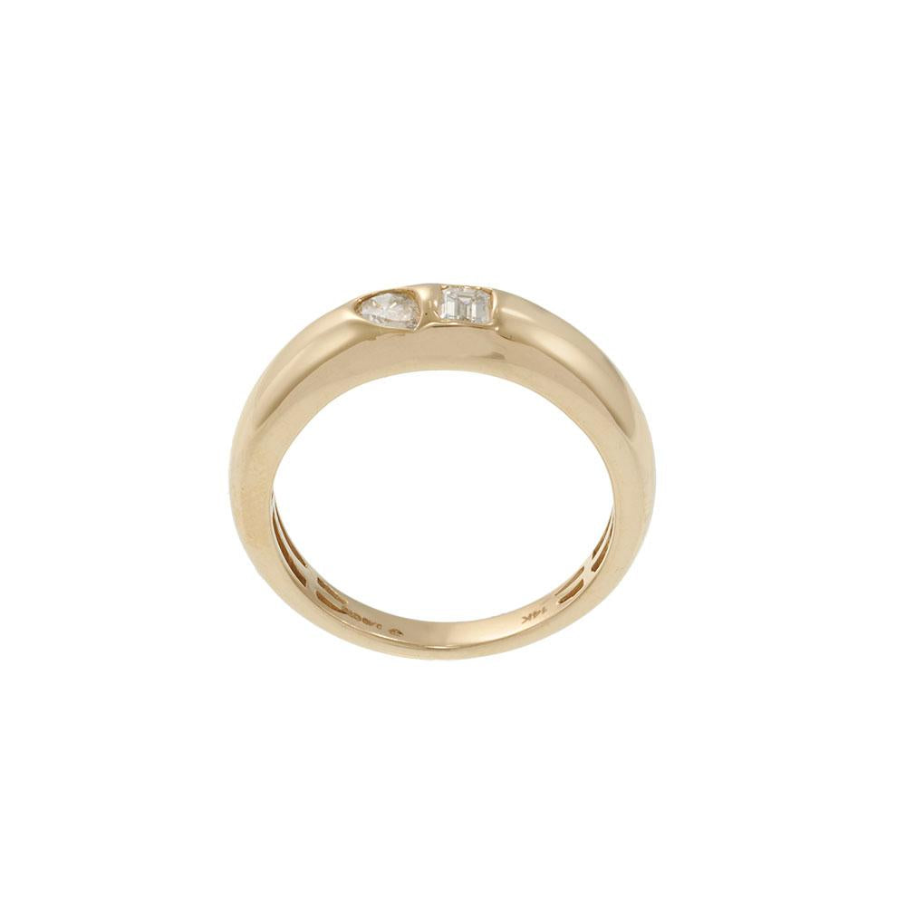 14KT Yellow Gold Bezel-Set Pear and Emerald Cut Diamond Band