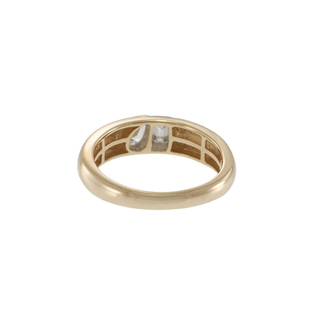 14KT Yellow Gold Bezel-Set Pear and Emerald Cut Diamond Band