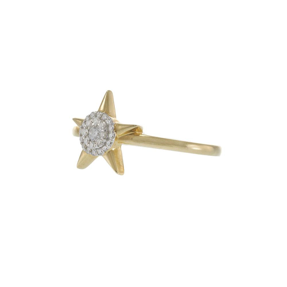 14KT Yellow Gold Diamond Starburst Cluster Ring