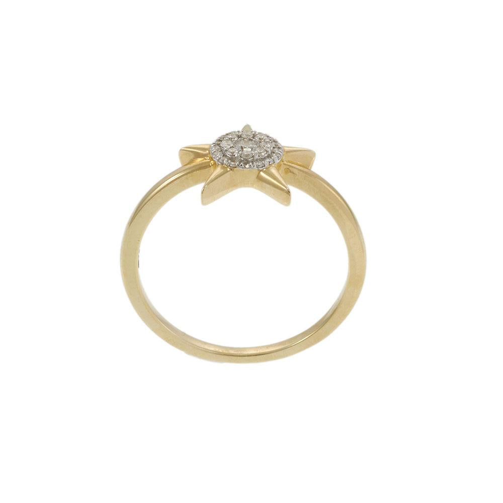 14KT Yellow Gold Diamond Starburst Cluster Ring
