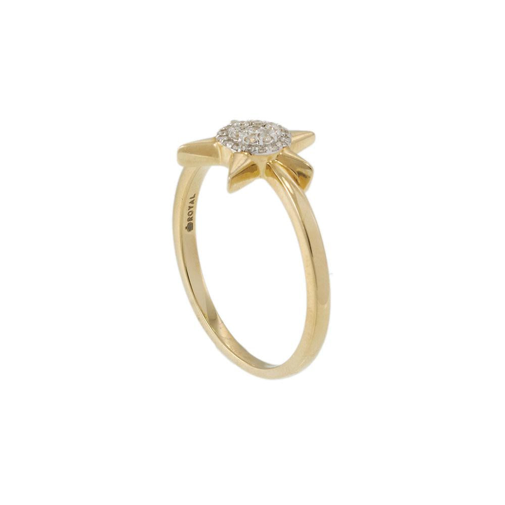 14KT Yellow Gold Diamond Starburst Cluster Ring