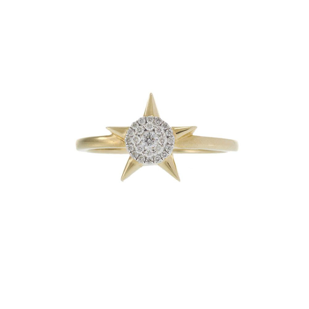 14KT Yellow Gold Diamond Starburst Cluster Ring