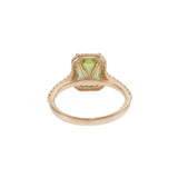 14KT Rose Gold Emerald Cut Peridot Diamond Halo Ring with Diamond Shank