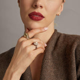 14KT White Gold Vintage Pearl and Diamond Halo Cocktail Ring