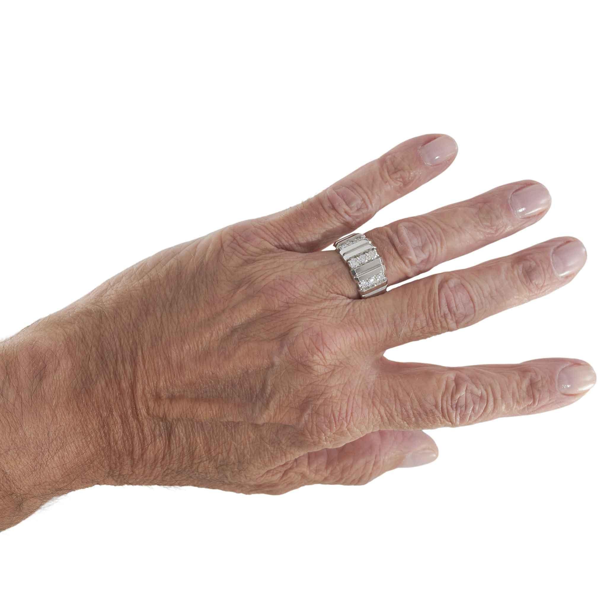14KT White Gold Wide Diamond Band Ring