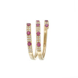 14KT Yellow Gold Ruby and Diamond Three Row Wrap Ring