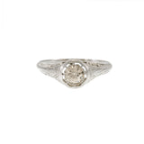 Art Deco Old European Cut Diamond Filigree Ring