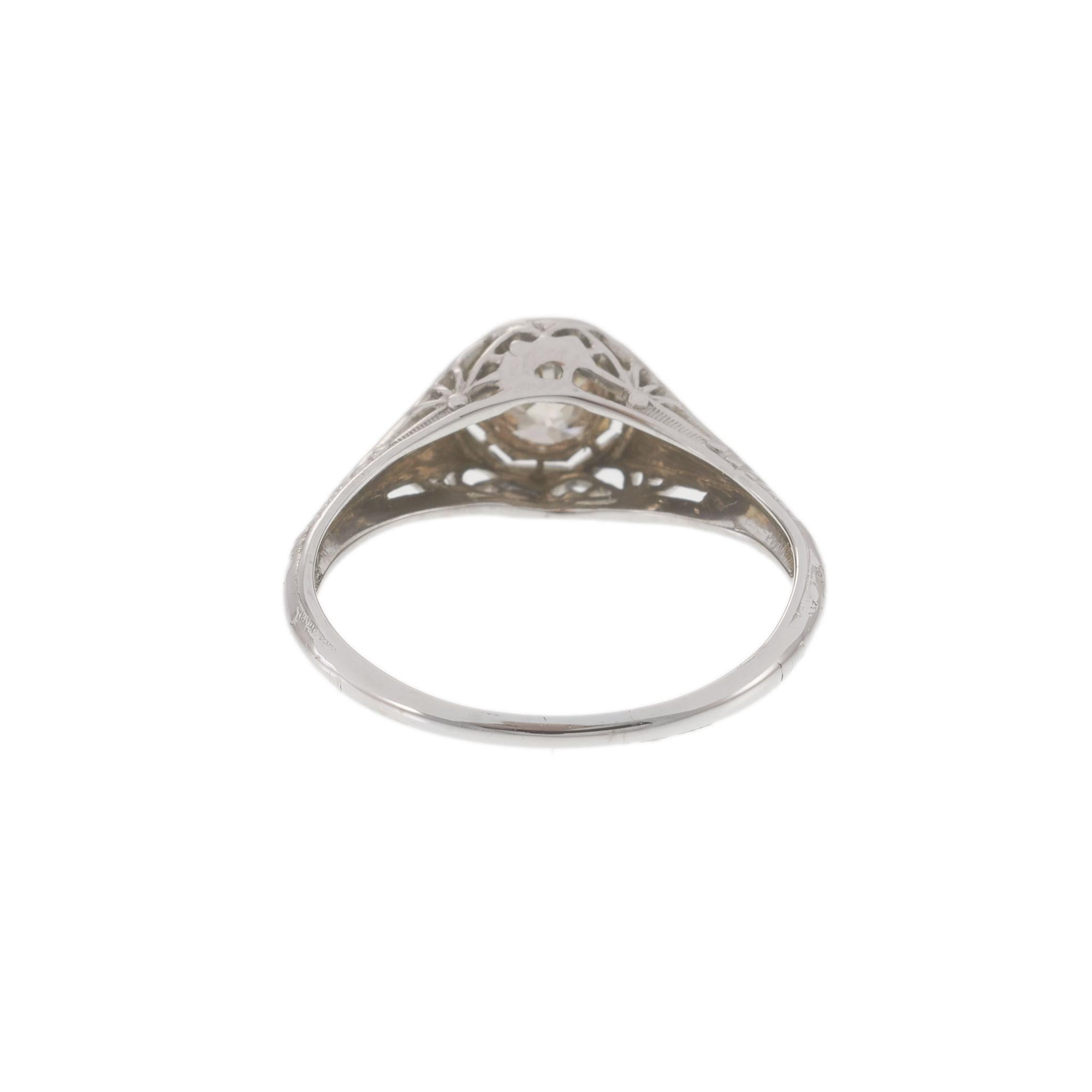 Art Deco Old European Cut Diamond Filigree Ring