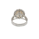 14KT White Gold Vintage Pearl and Diamond Halo Cocktail Ring