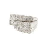 Vintage Three Row Pavé Diamond Ring in 14KT White Gold