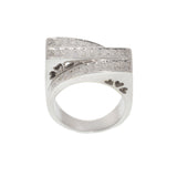 Vintage Three Row Pavé Diamond Ring in 14KT White Gold