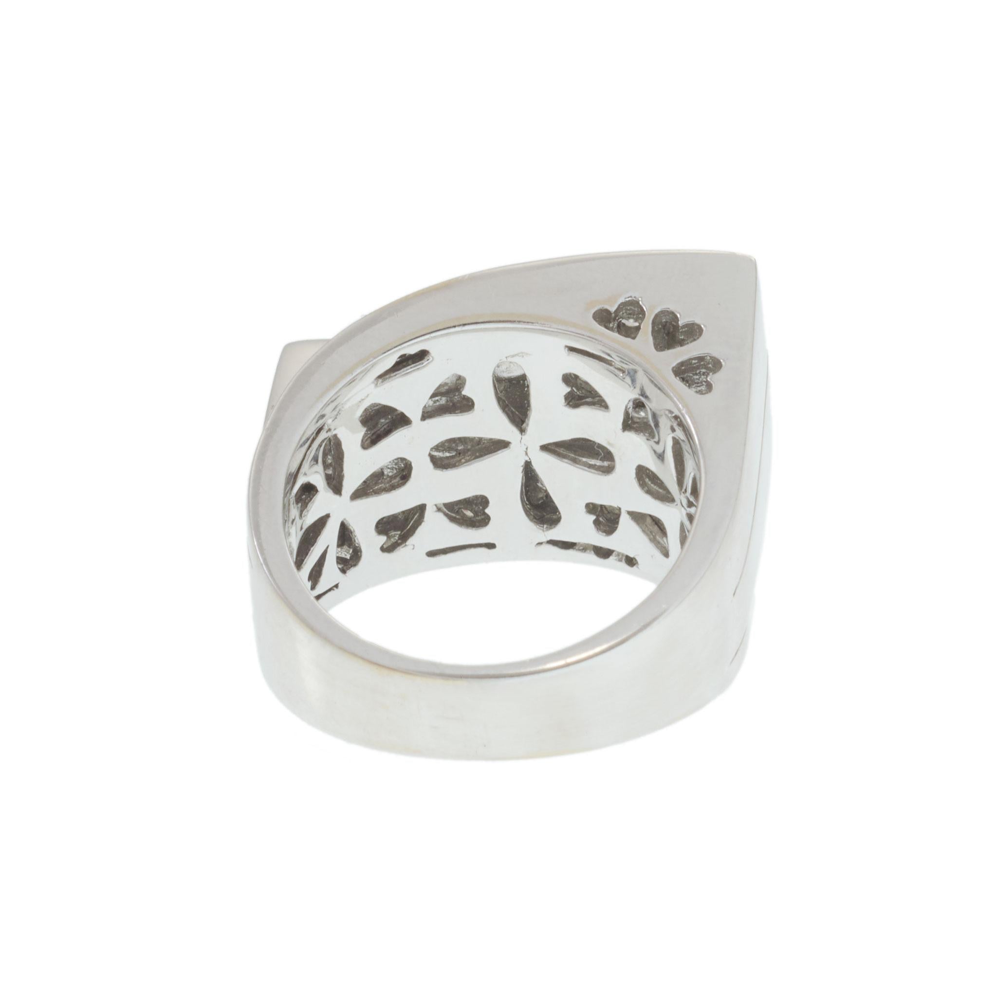 Vintage Three Row Pavé Diamond Ring in 14KT White Gold