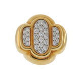 Vintage David Webb 18KT Yellow Gold Diamond Ring with Platinum Shank