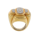 Vintage David Webb 18KT Yellow Gold Diamond Ring with Platinum Shank